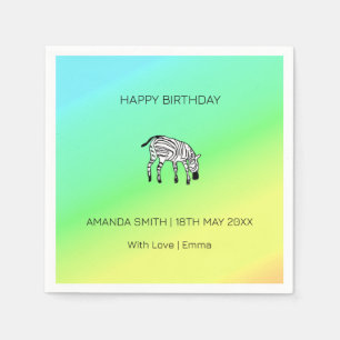 Happy Birthday, Cute Little Zebra Napkin