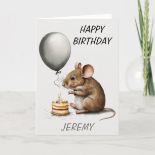 Happy Birthday Cute Mouse Personalized Card