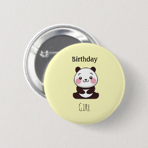 Happy birthday cute panda bear yellow 2 inch round button