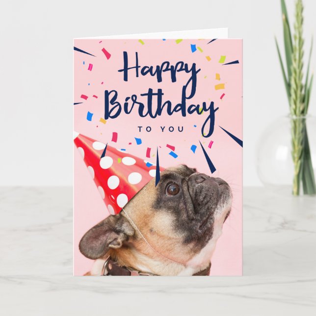 Happy Birthday | Cute Party Dog Card (Front)