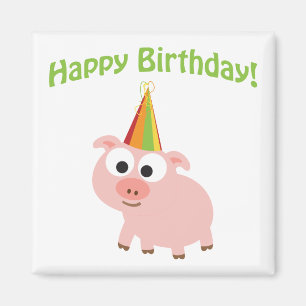 Happy Birthday! Cute Pig Magnet