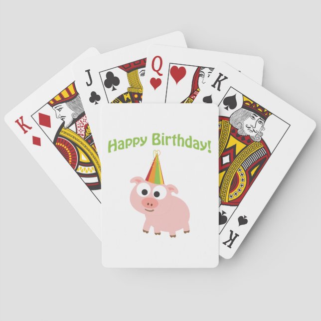 Happy Birthday! Cute Pig Playing Cards (Back)