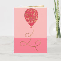 Happy Birthday Cute Pink Balloon Gold Typography