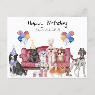 Happy Birthday Cute Puppies Postcard