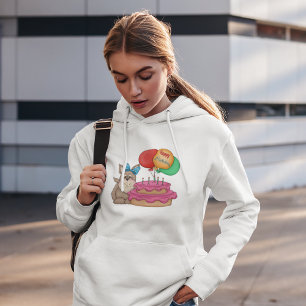 Happy Birthday Cute Puppy with Balloons and Cake  Hoodie