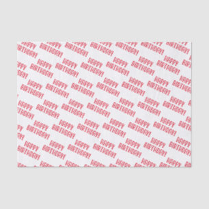 Happy Birthday! Cute Red Hearts Typography Tissue Paper