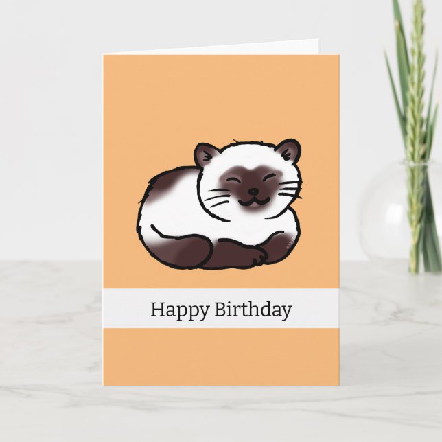 Happy Birthday (cute siamese cat) Card (Front)