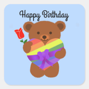 Happy Birthday Cute Teddy Bear #2 Stickers
