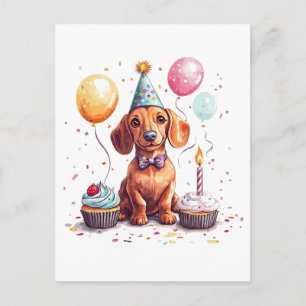 Happy Birthday Dachshund Dog Holiday Postcard