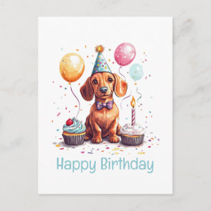 Happy Birthday Dachshund Dog  Postcard