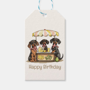 Happy Birthday Dachshund Dogs Lemonade Stand Gift Tags