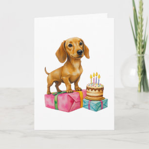 Happy birthday dachshund puppy dog dad mom bestie card