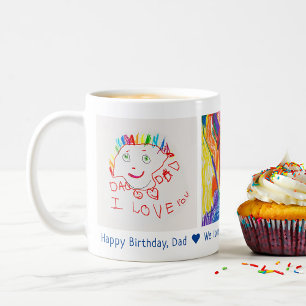 Happy Birthday Dad 3 Photo Custom Kid's Art Coffee Mug