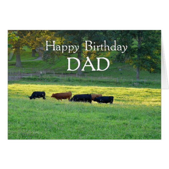 Happy Birthday DAD-Cows in pasture. Card