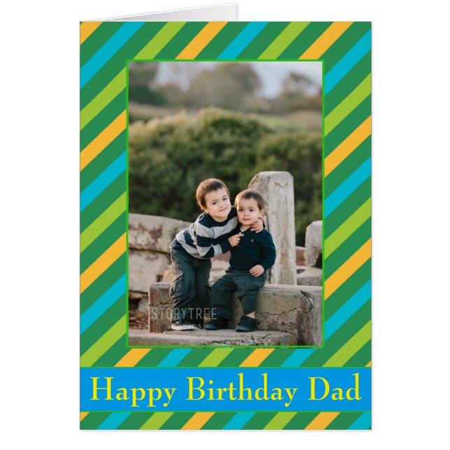 Happy Birthday Dad Diagonal Stripes Photo (Front)