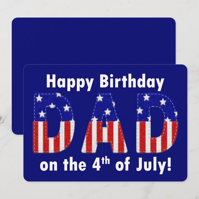 Happy Birthday Dad Felt Look 4th of July (Front/Back)