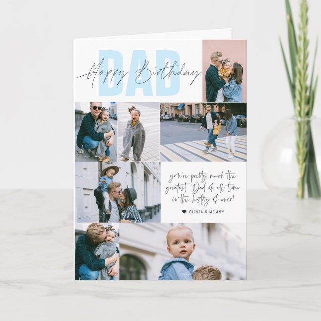 Happy Birthday Dad | Modern 7 Photo Collage Card (Front)
