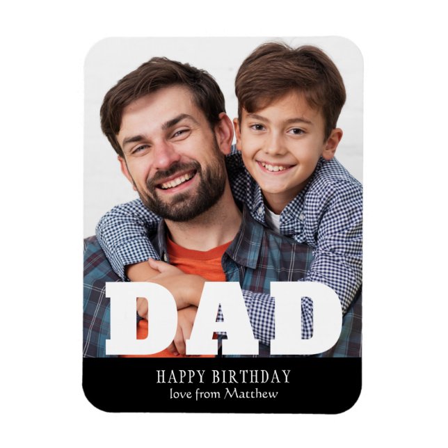 Happy Birthday Dad Modern Personalized Photo Magne Magnet (Vertical)