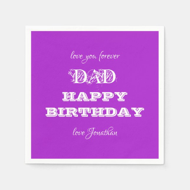  Happy Birthday Dad Personalized Modern Cute Paper Napkin (Front)