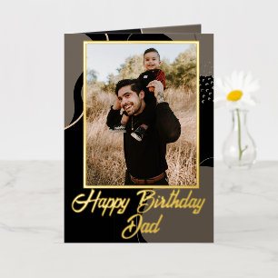 Happy Birthday Dad Personalized Photo Modern  Foil Greeting Card