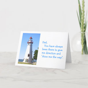 "Happy Birthday Dad", photo of lighthouse Thank You Card