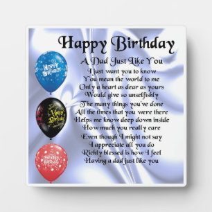 Happy  Birthday Dad Poem Plaque