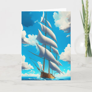 Happy Birthday Dad Sailboat and Ocean Skies Card