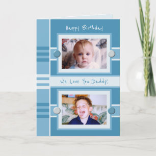 Happy Birthday Daddy blue photo greeting Card