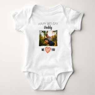 HAPPY BIRTHDAY DADDY CUSTOM PHOTO AND TEXT BABY BODYSUIT