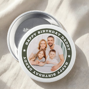 Happy Birthday Daddy Modern Simple Custom Photo 3 Inch Round Button
