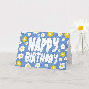 HAPPY BIRTHDAY Daisies Bubble Letters CUSTOM Bday Card