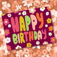 HAPPY BIRTHDAY Daisies Bubble Letters CUSTOM Bday 