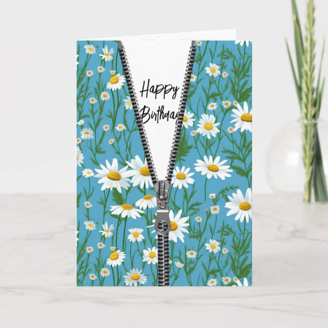 Happy Birthday Daisies with Zipper Card (Front)