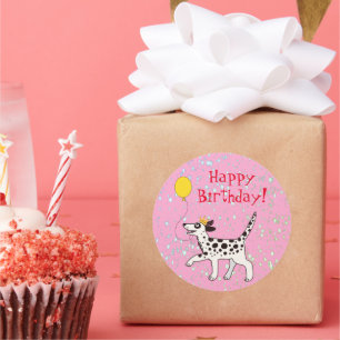 Happy birthday Dalmatian Classic Round Sticker