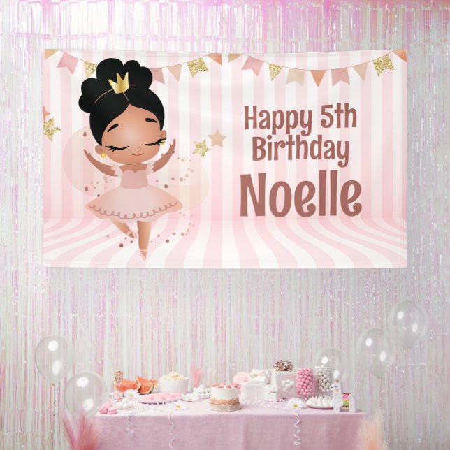 Happy Birthday! Dancing Princess Ballerina w/Tiara Banner (Party)