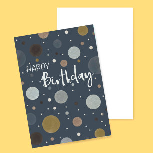 Happy Birthday Dark Blue Modern Dots  Card