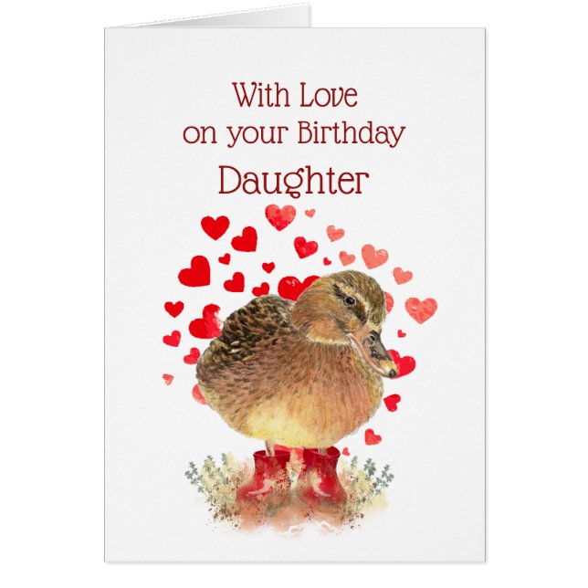 Happy Birthday Daughter Cute Duck Red Boots (Front)