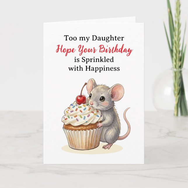 Happy Birthday Daughter | Cute Mouse Card (Front)