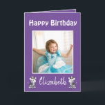 Happy Birthday Daughter Photo Purple Holiday Card<br><div class="desc">Happy birthday your lovely daughter.  This greeting card features your personalized photo on a purple background  with cute zebras. There is a warm message inside.  Order yours today!


Photography © Storytree Studios,  Stanford,  CA
Clipart: AMB illustrations
https://www.etsy.com/shop/AMBillustrations</div>