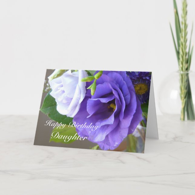 Happy Birthday-Daughter/Purple Flowers Card (Front)