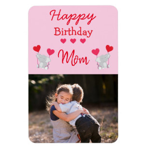 Happy Birthday Day Mom Elephant Photo Magnet