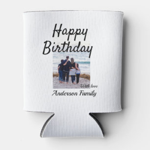 Happy birthday day photo family name elegant class can cooler