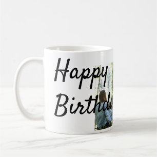 Happy birthday day photo family name elegant class coffee mug