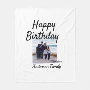 Happy birthday day photo family name elegant class fleece blanket