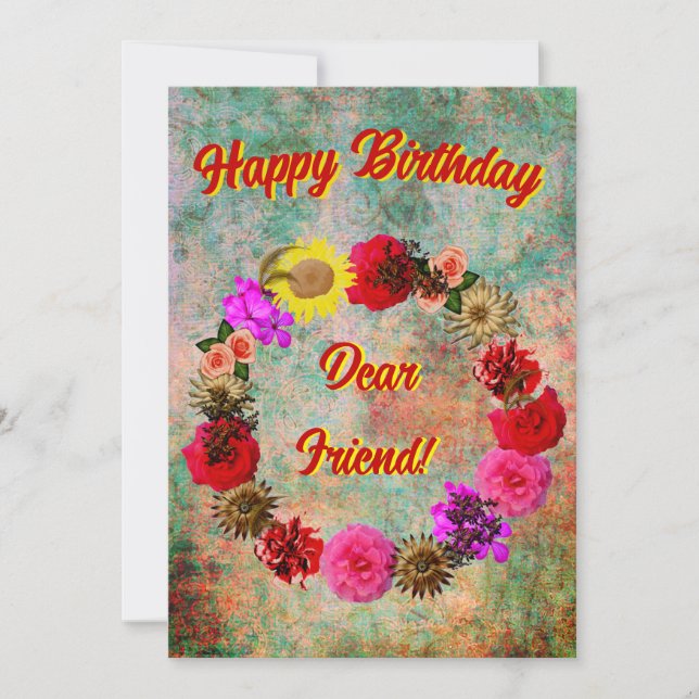 Happy Birthday Dear Friend Birthday Card (Front)