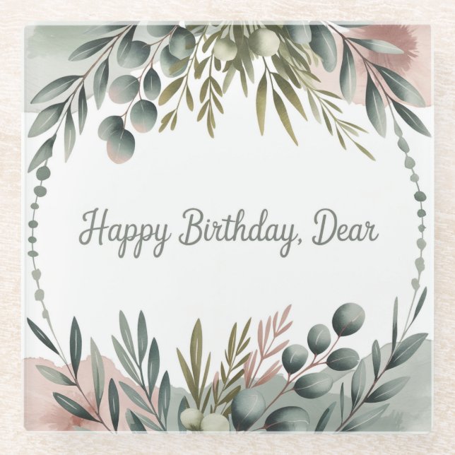 Happy Birthday Dear Glass Coaster (Front)