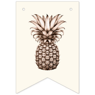 Happy birthday decor with tropical pineapple bunting flags