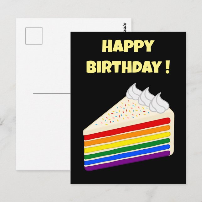 Happy Birthday Delicious Rainbow Vanilla Cake Postcard (Front/Back)