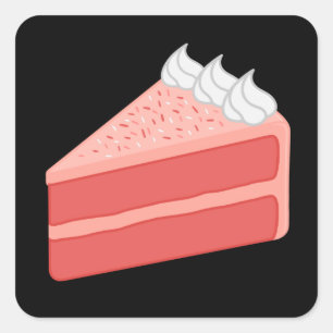 Happy Birthday Delicious Strawberry Cake Square Sticker