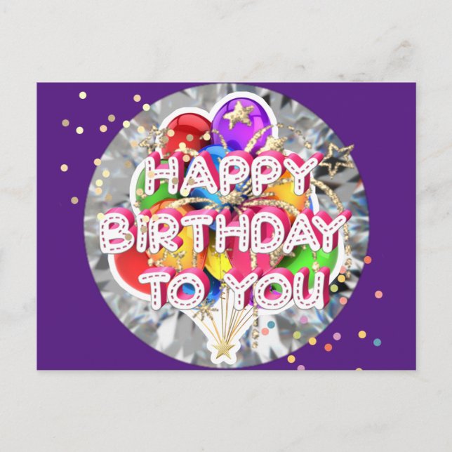 Happy Birthday Diamond Postcard (Front)